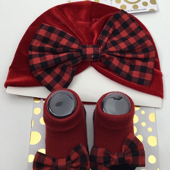 Little Me Holiday Turban Wrap and Booties Set New - Picture 6 of 6